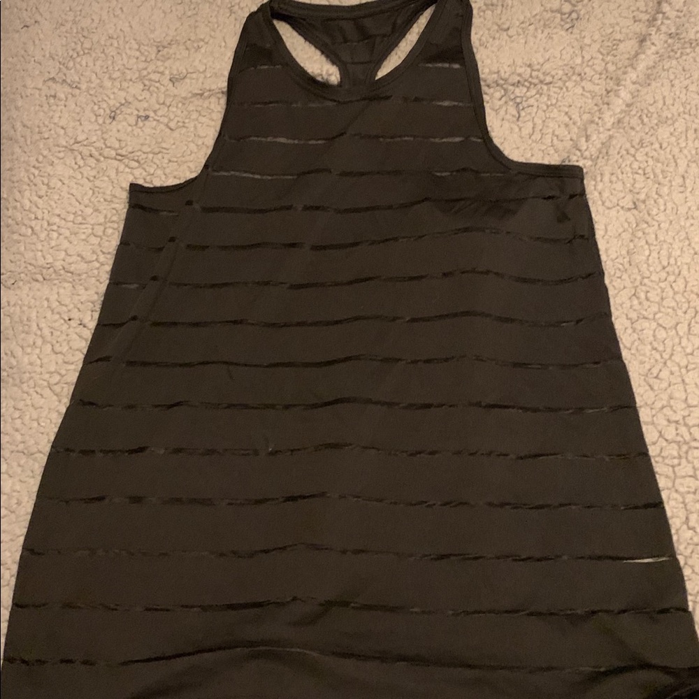 Black tank top with sheer stripes from Walmart
